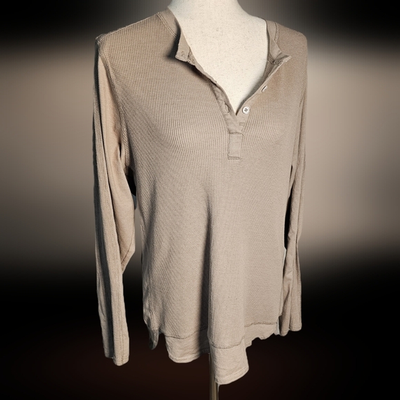 44 Degree North Cotton Blend Long Sleeve Henly with Waffle Knit Size XL Tan - Picture 2 of 14